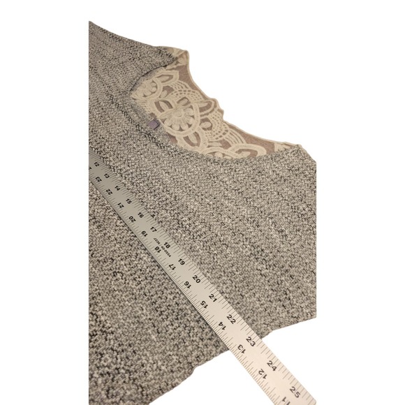 Massini Gray Knit Top XL Short Sleeve Lace Back Casual Blouse - Picture 5 of 5